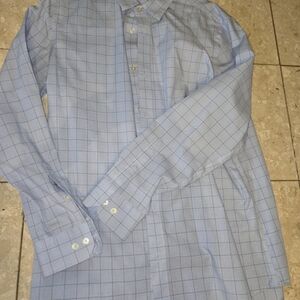 Banana Republic Men's Blue Checkered Shirt - Large Slim